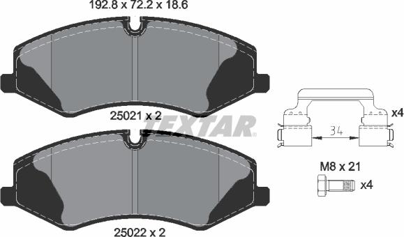 Textar 2502101 - Гальмівні колодки, дискові гальма autocars.com.ua