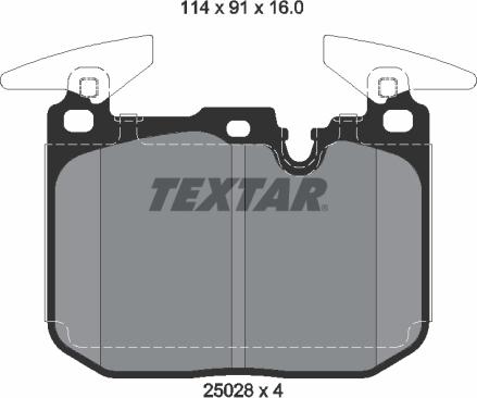 Textar 2502807 - Гальмівні колодки, дискові гальма autocars.com.ua