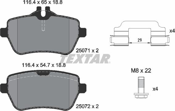 Textar 2507103 - Тормозные колодки, дисковые, комплект avtokuzovplus.com.ua