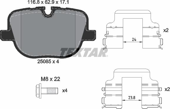 Textar 2508501 - Тормозные колодки, дисковые, комплект avtokuzovplus.com.ua