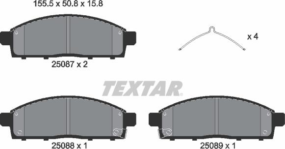 Textar 2508703 - Гальмівні колодки, дискові гальма autocars.com.ua