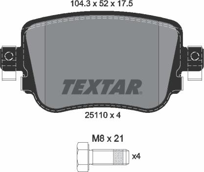 Textar 2511001 - Гальмівні колодки, дискові гальма autocars.com.ua