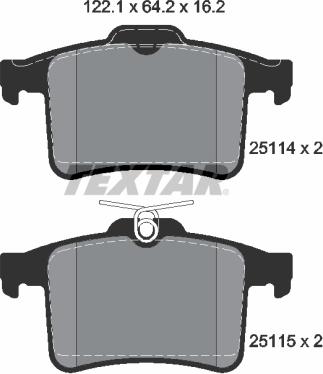 Textar 2511401 - Гальмівні колодки, дискові гальма autocars.com.ua
