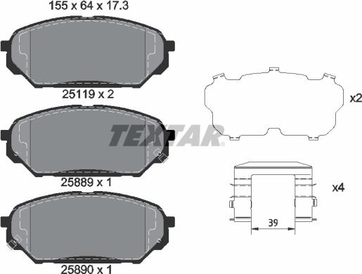 Textar 2511901 - Гальмівні колодки, дискові гальма autocars.com.ua