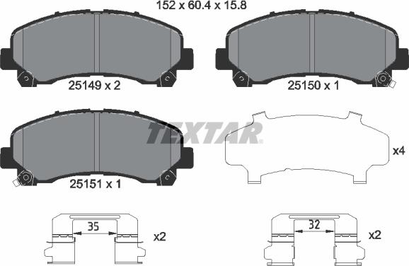 Textar 2514901 - Гальмівні колодки, дискові гальма autocars.com.ua