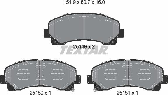 Textar 2514904 - Гальмівні колодки, дискові гальма autocars.com.ua