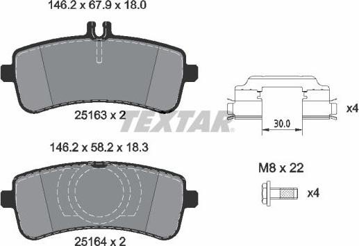 Textar 2516305 - Гальмівні колодки, дискові гальма autocars.com.ua