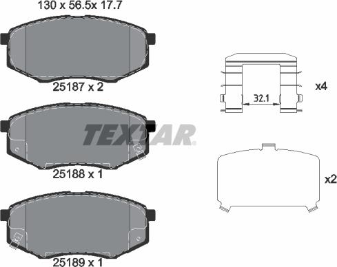 Textar 2518701 - Гальмівні колодки, дискові гальма autocars.com.ua