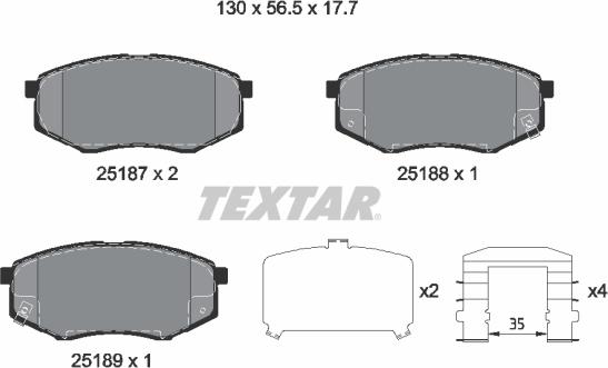 Textar 2518704 - Гальмівні колодки, дискові гальма autocars.com.ua