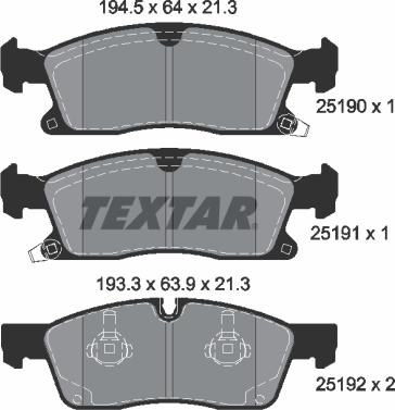 Textar 2519001 - Тормозные колодки, дисковые, комплект avtokuzovplus.com.ua