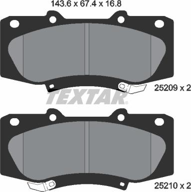 Textar 2520901 - Гальмівні колодки, дискові гальма autocars.com.ua