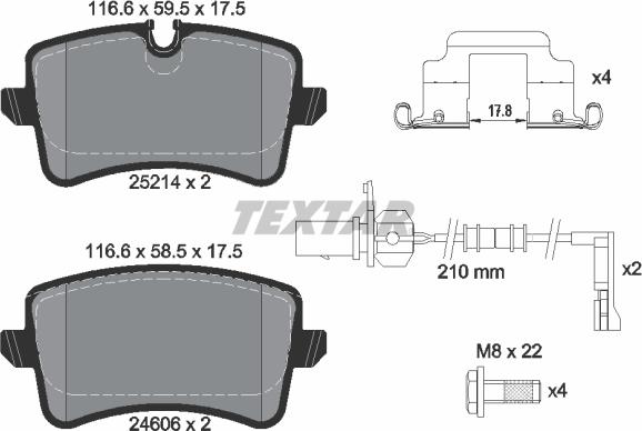 Textar 2521402 - Тормозные колодки, дисковые, комплект avtokuzovplus.com.ua