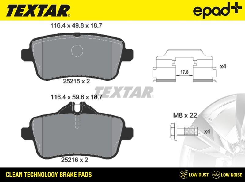 Textar 2521502CP - Гальмівні колодки, дискові гальма autocars.com.ua