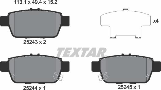 Textar 2524301 - Гальмівні колодки, дискові гальма autocars.com.ua