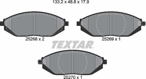 Textar 2526801 - Гальмівні колодки, дискові гальма autocars.com.ua