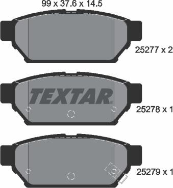 Textar 2527701 - Гальмівні колодки, дискові гальма autocars.com.ua
