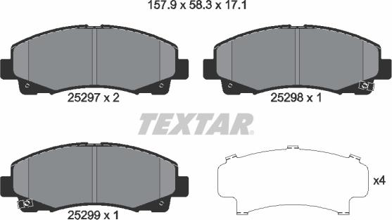 Textar 2529701 - Гальмівні колодки, дискові гальма autocars.com.ua