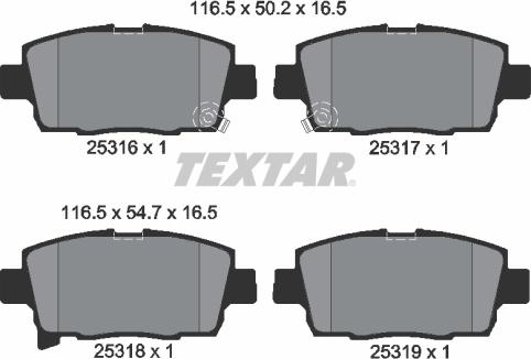 Textar 2531601 - Гальмівні колодки, дискові гальма autocars.com.ua