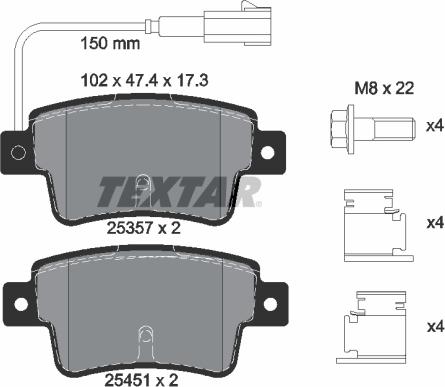 Textar 2535701 - Гальмівні колодки, дискові гальма autocars.com.ua