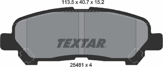 Textar 2548101 - Гальмівні колодки, дискові гальма autocars.com.ua