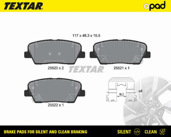 Textar 2552001SC - Гальмівні колодки, дискові гальма autocars.com.ua