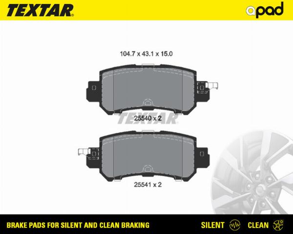 Textar 2554001SC - Гальмівні колодки, дискові гальма autocars.com.ua