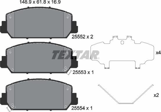 Textar 2555201 - Тормозные колодки, дисковые, комплект avtokuzovplus.com.ua