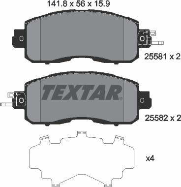 Textar 2558101 - Гальмівні колодки, дискові гальма autocars.com.ua