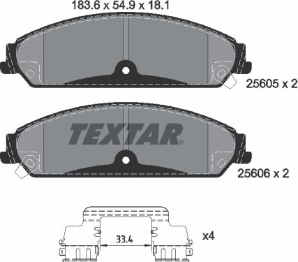 Textar 2560501 - Гальмівні колодки, дискові гальма autocars.com.ua