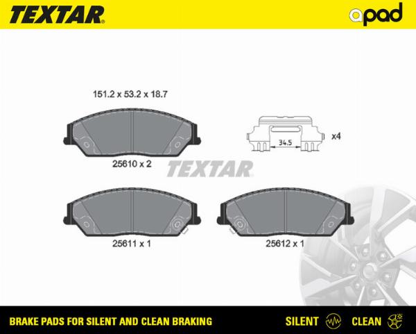 Textar 2561001SC - Гальмівні колодки, дискові гальма autocars.com.ua