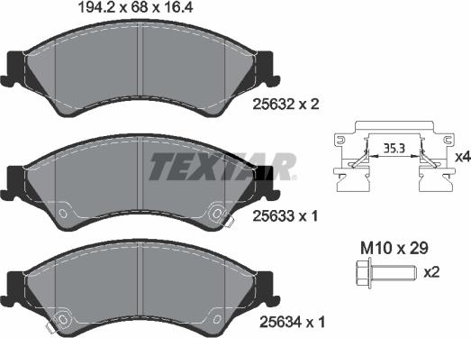 Textar 2563201 - Гальмівні колодки, дискові гальма autocars.com.ua