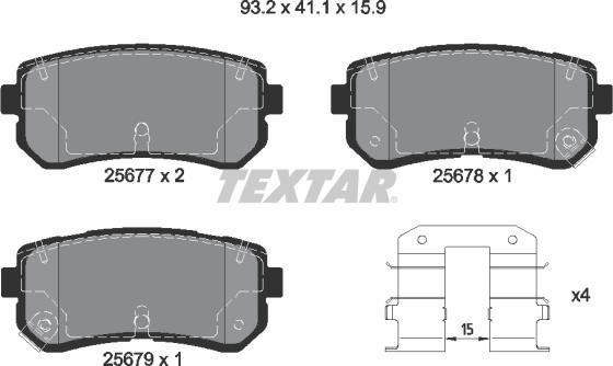 Textar 2567701 - Гальмівні колодки, дискові гальма autocars.com.ua