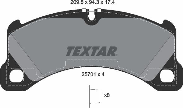 Textar 2570101 - Гальмівні колодки, дискові гальма autocars.com.ua