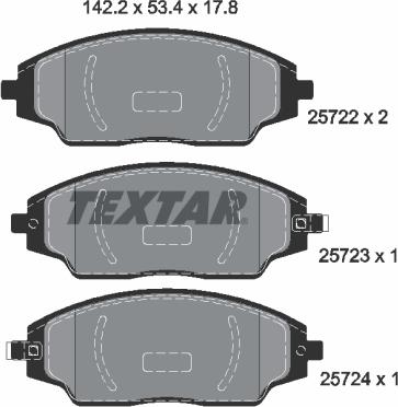 Textar 2572201 - Гальмівні колодки, дискові гальма autocars.com.ua