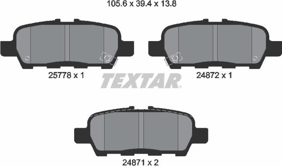 Textar 2577801 - Гальмівні колодки, дискові гальма autocars.com.ua