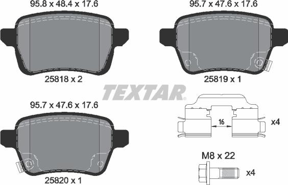 Textar 2581802 - Гальмівні колодки, дискові гальма autocars.com.ua