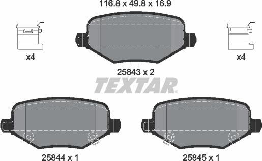 Textar 2584301 - Гальмівні колодки, дискові гальма autocars.com.ua