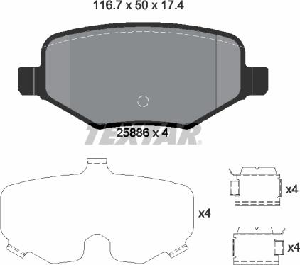 Textar 2588601 - Тормозные колодки, дисковые, комплект autodnr.net