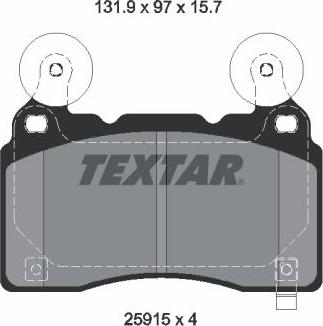 Textar 2591501 - Гальмівні колодки, дискові гальма autocars.com.ua