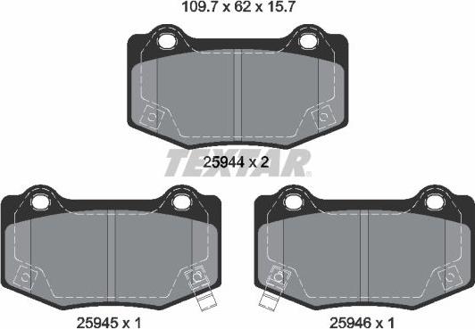 Textar 2594401 - Гальмівні колодки, дискові гальма autocars.com.ua