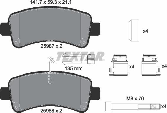 Textar 2598701 - Тормозные колодки, дисковые, комплект autodnr.net