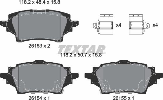 Textar 2615301 - Гальмівні колодки, дискові гальма autocars.com.ua