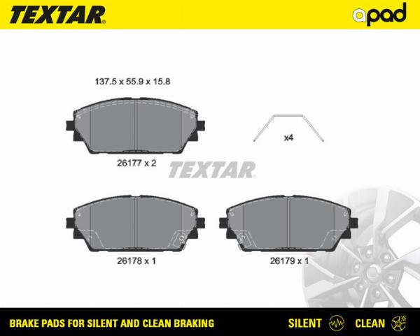 Textar 2617701SC - Гальмівні колодки, дискові гальма autocars.com.ua