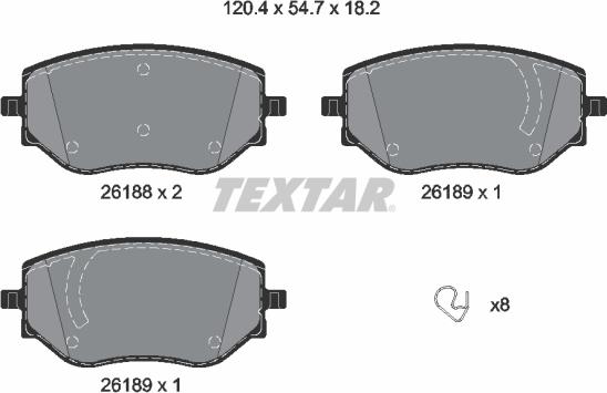 Textar 2618801 - Гальмівні колодки, дискові гальма autocars.com.ua