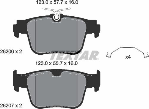 Textar 2620601 - Тормозные колодки, дисковые, комплект avtokuzovplus.com.ua