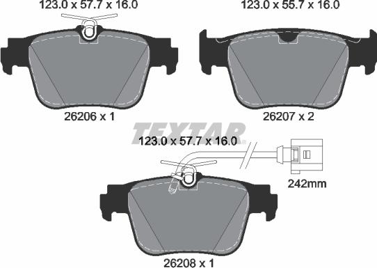 Textar 2620603 - Тормозные колодки, дисковые, комплект avtokuzovplus.com.ua