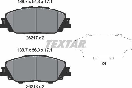 Textar 2621701 - Гальмівні колодки, дискові гальма autocars.com.ua