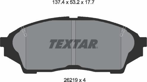 Textar 2621901 - Гальмівні колодки, дискові гальма autocars.com.ua