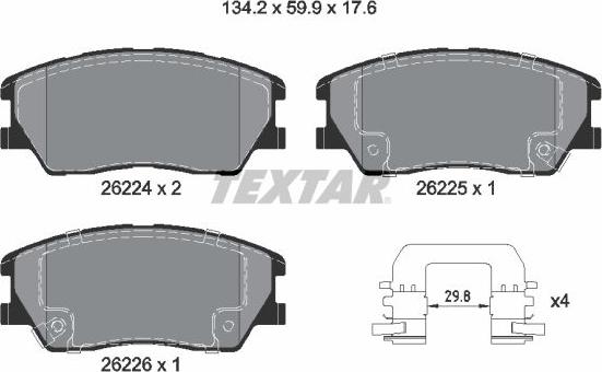 Textar 2622401 - Гальмівні колодки, дискові гальма autocars.com.ua