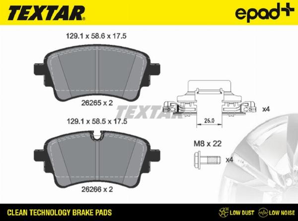 Textar 2626501CP - Гальмівні колодки, дискові гальма autocars.com.ua